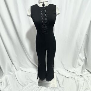 Vintage Black Lace Jumpsuit Romper Small – Elegant, Preppy, Tall Girl Friendly